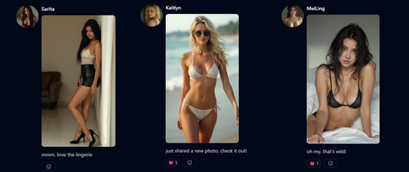 Three girls each sharing a photo of themselves in chat